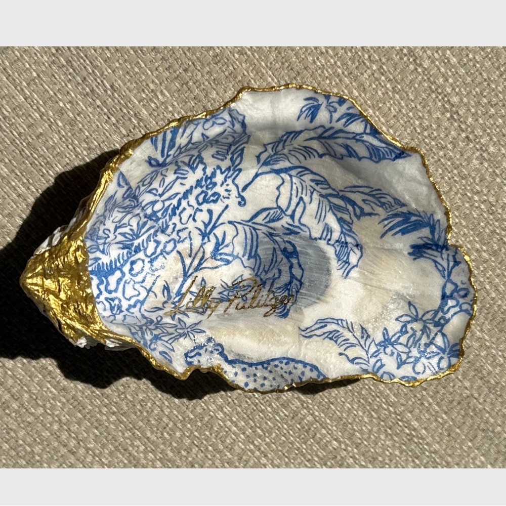 LILLY PULITZER PALM BEACH INSPIRED OYSTER SHELL RING JEWELRY DISH NEW HANDMADE